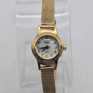Vintage Bubbles Gold Tone Watch Quartz, New Battery, Working, Mesh Band